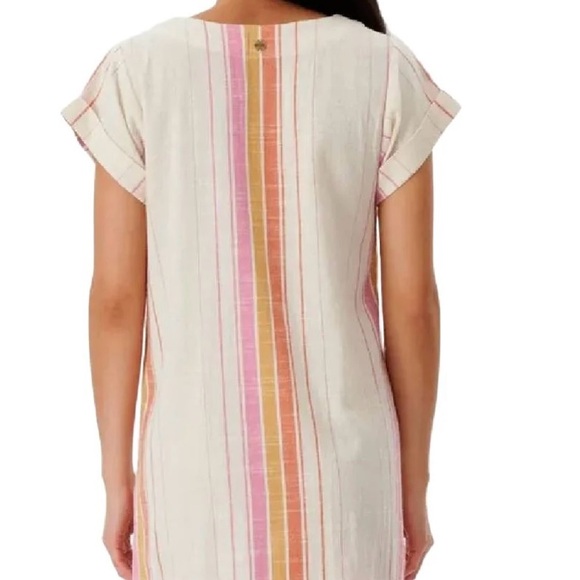 Rip curl striped linen dress button up size large - Picture 2 of 5